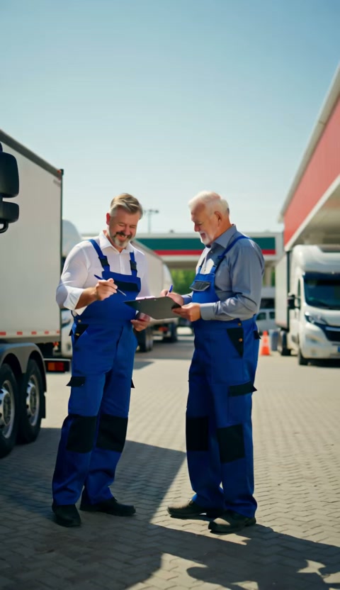 Hansetrail-partnership: twee ondernemers bij een tankstation